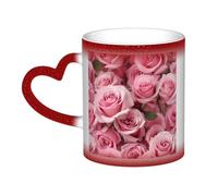 Red Rose Print Thermal Color Changing Mug, Ceramic Coffee Cup, Magic Mug for Home Office Cafe