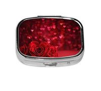 Red Rose Printed 1,Meta Pill Box 2 Compartment Medicine Case,Portable Organizer,Rectangle Meta Portable Organizer Pill Box 2410 Compartment Medicine Case
