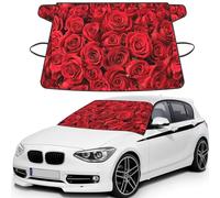 Red rose Printed All Weather Windshield Guard, Sun Shade and Frost Protector, Universal Vehicle Wrap