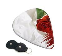 Red Rose Printed Guitar pick Guitar Plectrums for Acoustic Guitar Electric Guitar Bass Guitar - Guitar Accessories - 6 Pack 0.96mm