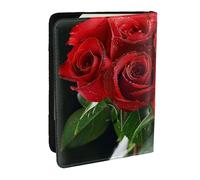 red rose Printed Passport Holder - 6.5 x 4.5 Inch RFID Blocking Travel Wallet,Stylish Passport Cover,Lightweight Document Organizer for Cards