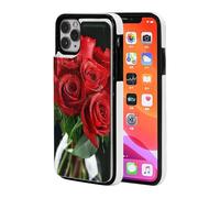 Red Rose Printed Phone Cases for iPhone 11 Pro Max Wallet Case 6.5-inch, Magnetic Clasp Flip Leather Shockproof Phone Case Cover with Card Slots Holder
