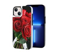 Red Rose Printed Phone Cases for iPhone 13 Mini Wallet Case 5.4 inch Magnetic Clasp Flip Leather Shockproof Phone Case Cover with Card Slots Holder