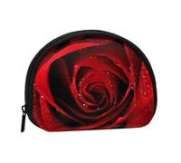 Red Rose Printed Small Coin Purse, Semicircular Coin Wallet with Zipper Portable Mini Coin Pouch, Kids Purse for Women Men