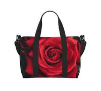 Red Rose Printed Travel Duffel Bag for Women Men - Weekend Overnight Bags with Adjustable Shoulder Strap and Handle