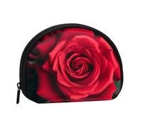 Red Rose Prints Coin Purse Shell Mini Pouch Wallet Change Bag for Women Girls Kids