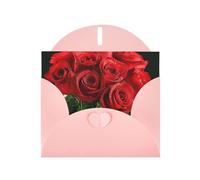 red rose Prints Pearl Paper Horizontal Festival Greeting Card for Birthday Cards and All Occasions, Pink
