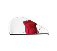 Red Rose Psd Printed Hair Towel Wrap, Super Absorbent Dry Hair Cap for Women Shower Caps for Gym Salon Bath Shower