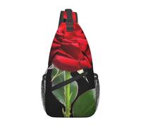 Red Rose psd Printed Sling Bag Crossbody Backpack for Men Women, Versatile Casual Shoulder Chest Bag for Running Hiking Cycling Travel Work