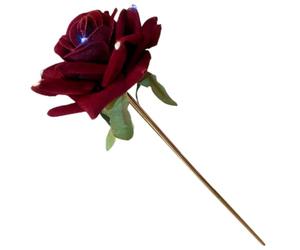 Red Rose Rhinestone Hair Pin for Women, Vintage Elegant Updo | Flower Shaped Design, Alloy and Cloth Build, Secure Bun Hold, Long and Medium Hair