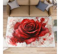 Red Rose Rugs for Boys Room, Abstract Rose Area Rug, Machine Washable Kids Rug for Living Room Bedroom Kitchen Dining Room Decor Floor Mat 60x110cm