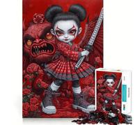 Red Rose Samurai Girl Hard Jigsaw Puzzle for Adults 1000 Pieces Intellect Toy Cozy Time Quality Cut (50x75cm)