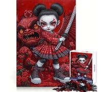 Red Rose Samurai Girl Hard Jigsaw Puzzle for Adults 1000 Pieces Intellect Toy Cozy Time Quality Cut (50x75cm)