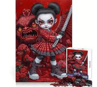 Red Rose Samurai Girl Jigsaw Puzzles for Teenagers 1000 Piece Mind Challenge Toy Relaxing Fun Precise Cut Festive Gift (38x26cm)