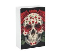 Red Rose Skeleton Cigarette Case, Plastic Waterproof Shockproof, Airtight Push Open Cigarette Box, Capacity King Size Cigarette Holder, Portable Cigarette Container for Outdoor Travel Camping Office