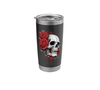 Red Rose Skull Gothic Dark Floral Horror Aesthetic Skeleton Stainless Steel Insulated Tumbler