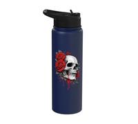 Red Rose Skull Gothic Dark Floral Horror Aesthetic Skeleton Stainless Steel Insulated Water Bottle