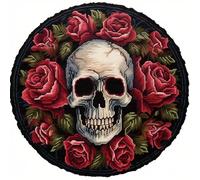 Red Rose Skull Latch Hook Rug Kits Latch Hook kit Cushion Blanket Embroidery Craft Kits for Beginner DIY Latch Hook Carpet Rug Kit with Printed Canvas Hobby & Craft 60x60cm(i121)
