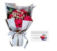 Red Rose Soap Flower Gift Set with Aluminium Soulmate Card & Blank Message Card - Romantic Valentines Gifts for Her or Him, Wife, Husband, Girlfriend, Boyfriend or Birthday, Anniversary Present Ideas