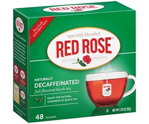 Red Rose Specially Blended Naturally Decaffeinated Full Flavoured Black Tea 48 Bag 92g Box