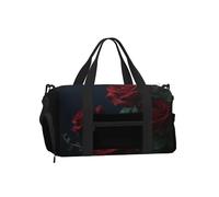 Red Rose Sports Duffel Bag with Shoe Compartment-Lightweight Gym Weekender for Men Women, Waterproof Travel Tote with Wet Pocket