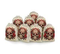 Red Rose Sugar Skull 8 PCS Muslin Bags with Drawstring Sachet Bags Empty Small Cotton Drawstring Bag Muslin Reusable & Washable Cotton Bag for Herb Spice Candy Soap Jewelry Wedding Gift Pouches