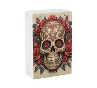 Red Rose Sugar Skull Cigarette Case Waterproof Portable Plastic Cigarette Box Case Decorative Cigarette Protective Cover Coin Case Outdoor for Men and Women Unisex