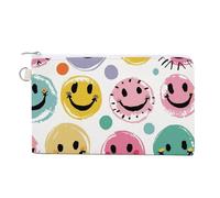 Red Rose Sugar Skull Coin Purse Canvas Wallet Cute Change Purse Small Storage Bag with Zipper, Pastel Color Smiley Face, One Size, Flowers and Animals