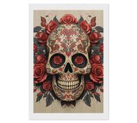 Red Rose Sugar Skull Diamond Art Kits for Adults Diamond Art Diamond Painting DIY 5D Diamond Painting Kit Diamond Painting Kits for Adults Gem Art Square Diamond Art Full Drill 8"x12"