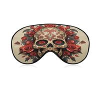 Red Rose Sugar Skull Eye Mask Soft Sleep Mask for Side Sleeper Light Blocking Night Eye Cover with Adjustable Strap Sleep Shade Cover Night Blindfold Eyeshade Sleeping Masks for Travel