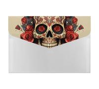 Red Rose Sugar Skull File Folder Accordion Document Organizer Portable Paper Bill Receipt Organizer Reusable 6 Pocket Expanding File Pockets Plastic Folder for Home Office Supplies
