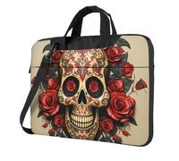Red rose sugar skull Laptop Bag Shockproof Computer Carrying Case with Shoulder Strap Messenger Shoulder Bag Briefcase 13 inch