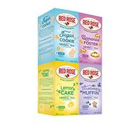 Red Rose Sweet Temptations New Flavors Variety Pack: Blueberry Muffin, Lemon Cake, Sugar Cookie and Bananas Foster (Pack of 4)