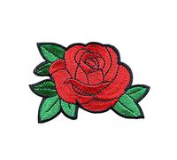 Red Rose Tattoo Flowers Love DIY Embroidery Crafting Embroidered Applique Iron-on Patch S-1594