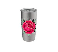 Red Rose Tattoo Traditional Stainless Steel Insulated Tumbler