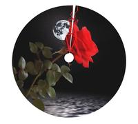 Red Rose Under Moon Printed Christmas Tree Skirt 30 inch Xmas Tree Skirts Mat for Christmas Decoration Indoor Outdoor Ornaments