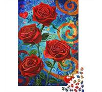 Red Rose Wall Art Print 52x38cm 1000pcs Jigsaw Puzzle, 1000 Piece | For a useful gift beyond Christmas Day: Adult jigsaw puzzle with 1000 pieces offers a longer activity for the holidays.