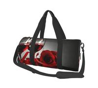 Red Rose Wine Glass and Candle Printed Canvas Travel Duffel Bag - Gym Sports Bag with Large Capacity for Weekend Business Travel