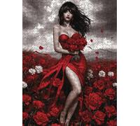 Red Rose Woman Jigsaw Puzzles for Adults 5000, 5000 Piece Jigsaw Puzzles, Challenging Puzzle, Classic Educational Jigsaws Games, Fun Family Activities, for Home Wall Decoration Gift DX0YL0-328