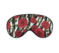 Red Rose Zebra Stripes Pattern Silk Sleep Mask with Adjustable Strap Super Soft Eye Mask