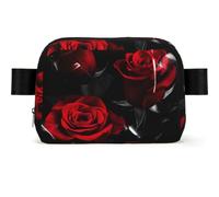 Red Rose1 Print Unisex Waist Bag Wear-Resistant Belt Bag Hip Bag with Adjustable Strap for Hiking and Travel