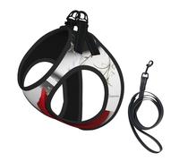 Red Rose2 print Dog Harness and Leash Set, Reflective Adjustable Puppy Vest for Small Medium Large Dogs, Cats