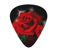 Red Roses 12 Pack Guitar Plectrums With Storage Case, 0.46/0.71/0.96mm, Including Thin, Medium Thick Guitar Plectrums For Electric Guitars Bass Ukulele