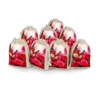 Red Roses And Butterflies 8 PCS Muslin Bags with Drawstring Sachet Bags Empty Small Cotton Drawstring Bag Muslin Reusable & Washable Cotton Bag for Herb Spice Candy Soap Jewelry Wedding Gift Pouches