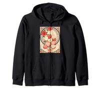 Red Roses and Hearts Art Nouveau Style Zip Hoodie