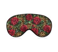 Red Roses and Leopard Eye Mask for Women Men Cute Sleep Masks Soft Patch Blackout Eye Cover Travel Blindfold