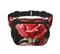 Red Roses and Love Fanny Pack Adjustable Crossbody Bag Large Waist Bag Travel Belt Bag Unisex Bum Bag