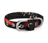Red Roses and Stars Dog Collar Adjustable Soft and Comfortable Puppy Collars with Metal Buckle Pet Collar for Small Medium Pet