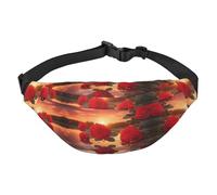 red roses at sunset Boys large waist bag, travel crossbody waist bag, suitable for enjoying sports, running, cycling, travel, fishing