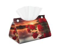 red roses at sunset Printed leather tissue boxâ€“made of premium PU leather, perfect for use in bedrooms, living rooms